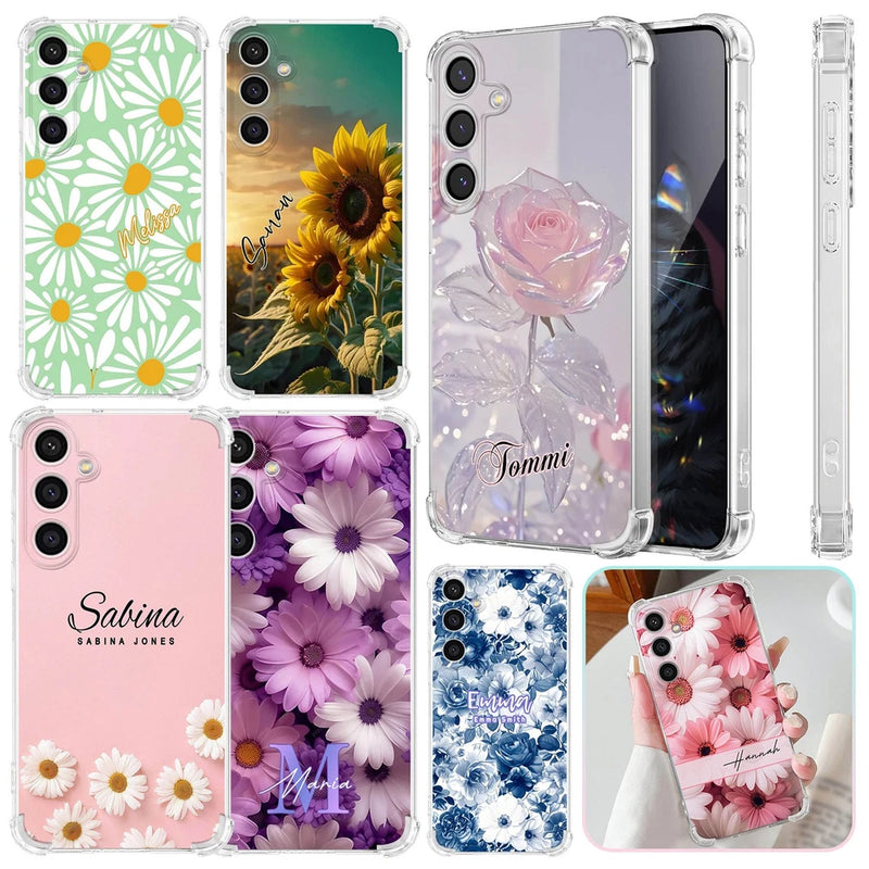 Soft Phone Case For Samsung S25 S26 A17 A36 A56 Floral Daisy Personalized Cover Sunflower