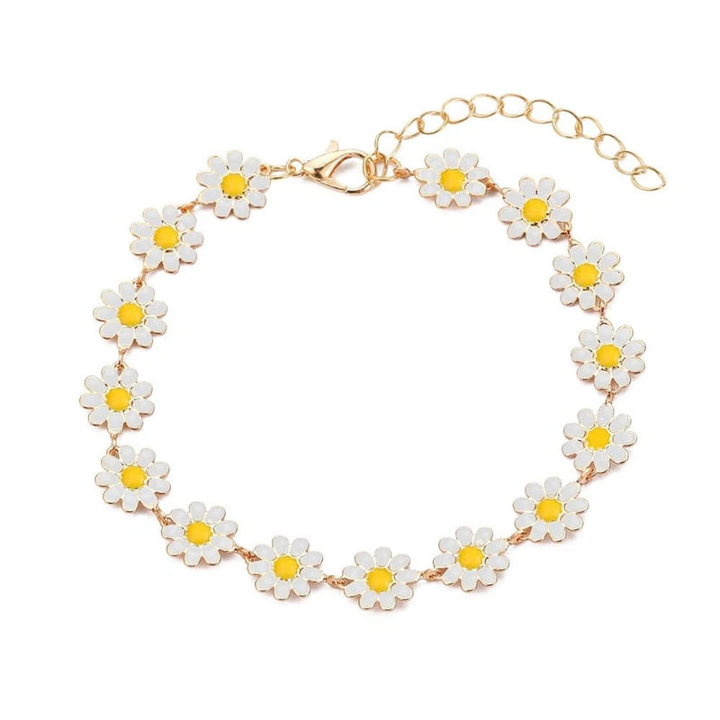 Cute Daisy Flower Bracelet for Women Sunflower Floral Adjustable Chain Bracelets Sunflower