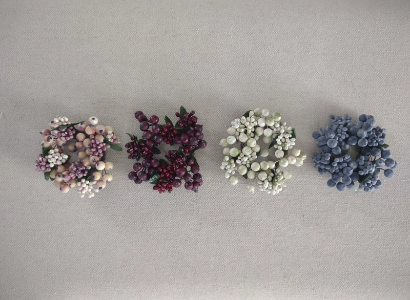Mini Berry Wreaths 3 Inch Red, Blue, Pink, Green, Decor &Crafting NEW, SET OF 12 Green Plant
