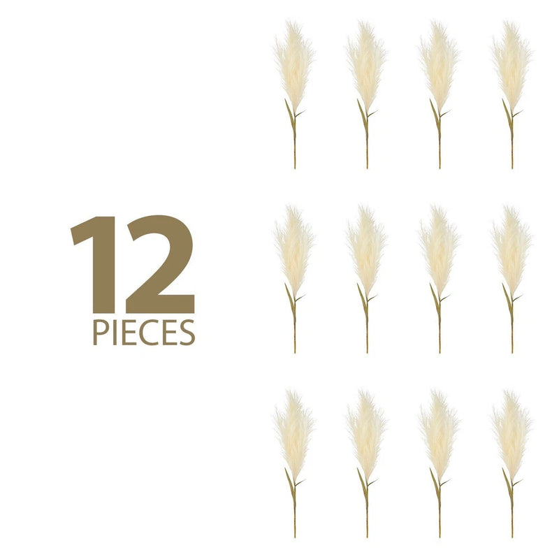 12 Pcs 33'' Single Pampas Grass Plume Stem Artificial Pampas Grass Home Decor Pampas Grass