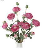 6 pieces of realistic silk purple ranunculum artificial flowers, long stems Ranunculus