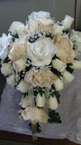 22 PC Champagne &  Ivory cascade wedding bouquet package RUSH ORDER AVAILA Bouquet
