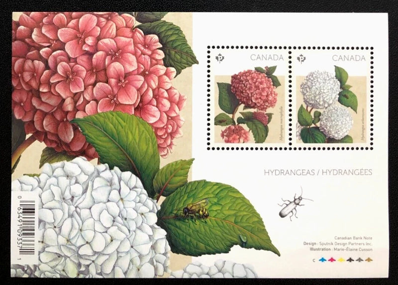 CANADA 2016 FLOWERS, HYDRANGEAS, INSECTS Sc 2896 MNH Hydrangea