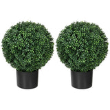 Artificial Boxwood Topiary Trees 2PC 20.5" Ball Potted Plants Green Plant