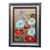 Wildflowers Poppies Daisies Original Painting Gold Framed Wall Art Handmade Daisies