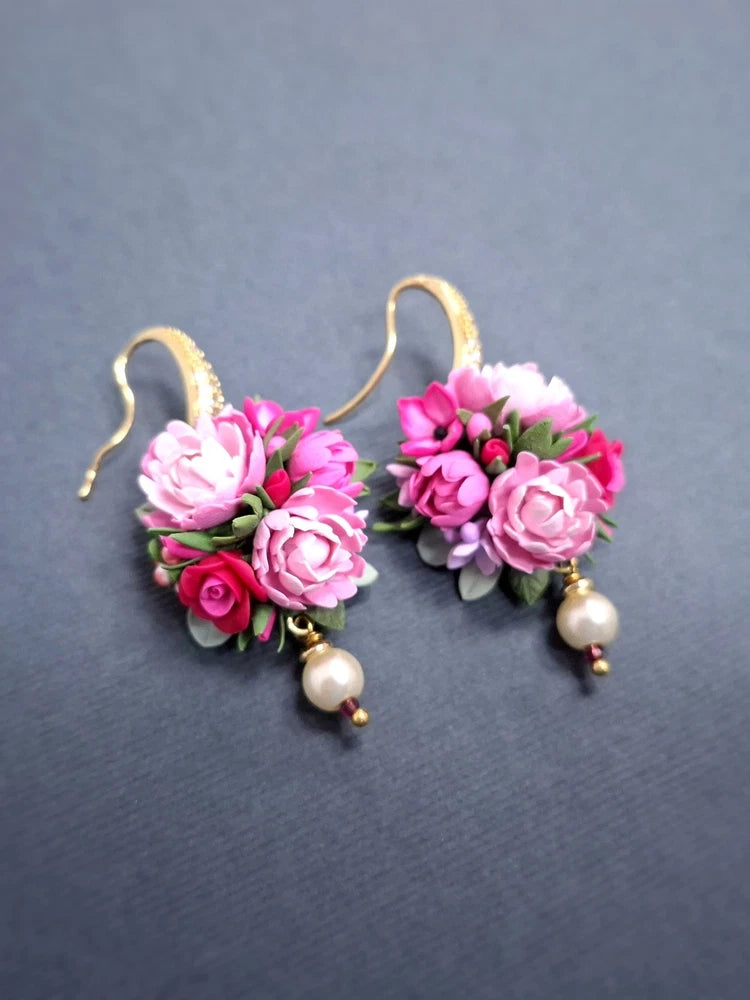 Handmade Peony Earrings Peony