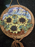 Fantastic Unusual Raised Relief Pottery Sun Flower Wall Plaque Sunflower