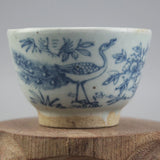 2.7" China Blue White Porcelain Hand Painting Peony Flower Peacock Bird Cup Peony