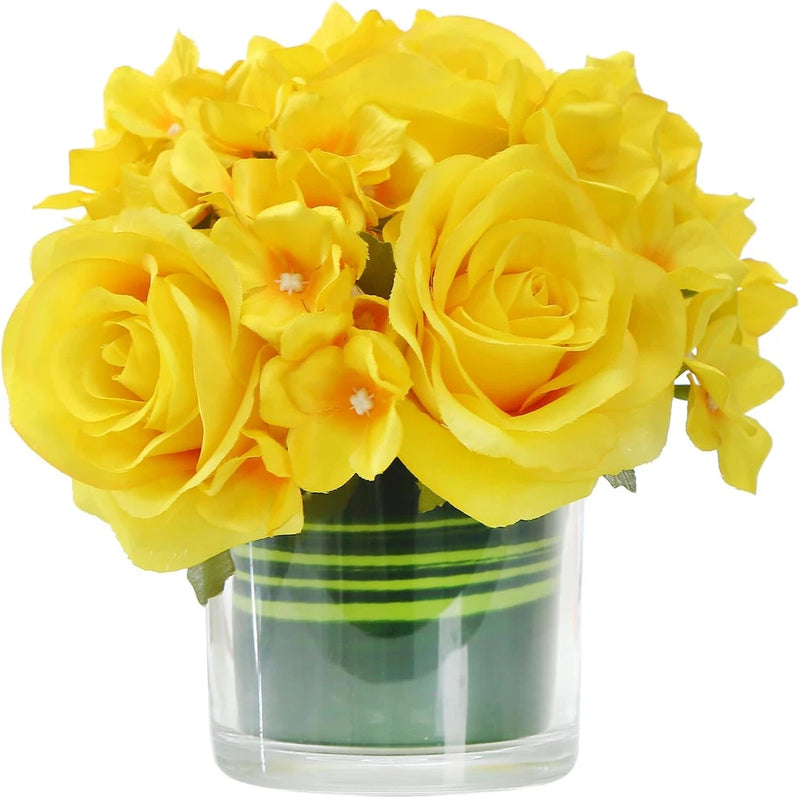 Artificial Rose and Hydrangea Silk Flower Centerpieces Faux Floral Arrangement i Hydrangea