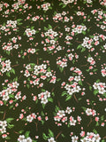 Robert Kaufman Cotton Fabric - APPLE BLOSSOM on Green Background by the 1/2 yd Flowering Plants
