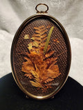 Vintage Framed Dried Flowers Standing Or Wall Hanging Oval Domed Glass Gold Tone Dried Flower