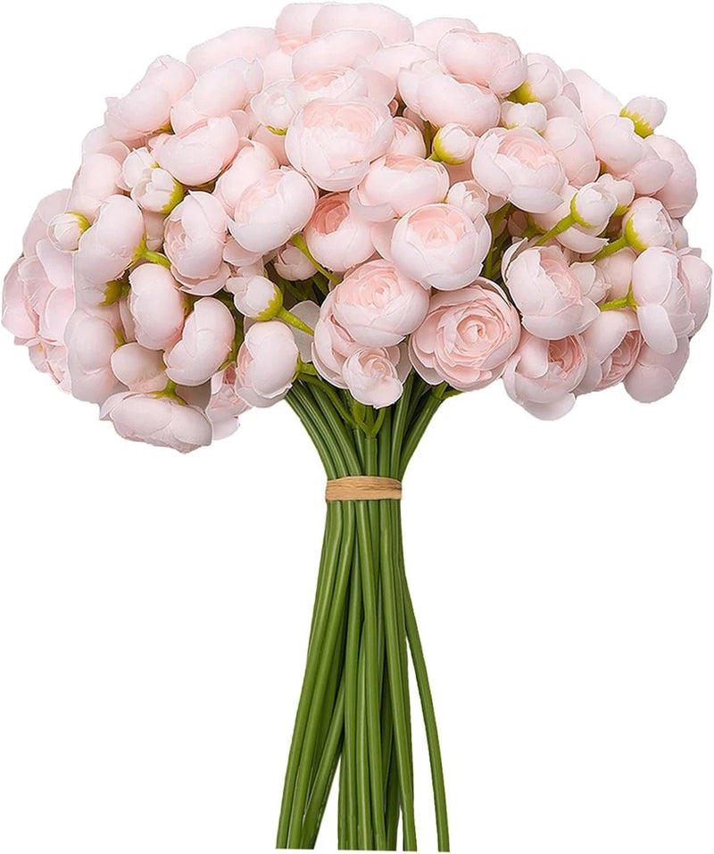 18Pcs Artificial Silk Rose Flowers Ranunculus Bouquet Fake Peony Party Wedding Peony