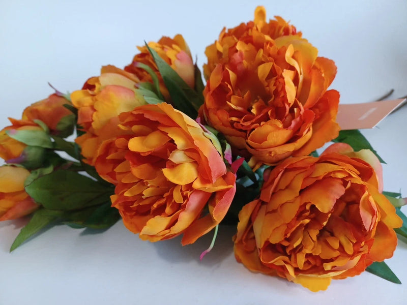 Martha Stewart Faux Floral Collection 22" Orange Peonies 3 Bunches, New Peony