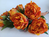 Martha Stewart Faux Floral Collection 22" Orange Peonies 3 Bunches, New Peony