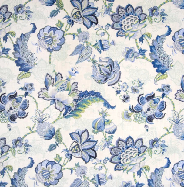 Bluebell fantasy floral linen blue bell upholstery buy by the yard Flowering Plants