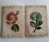 Vintage Cheri Blum 3D Wall Plaque Art Floral Rose Hydrangea Set of 2  6.5" x 4.5 Hydrangea