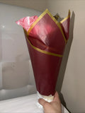 Homemade Ribbon Rose Flower Bouquet Pink And Golden ButterflyÕ Bouquet