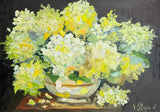 Hydrangea Floral Original Oil Painting Art Impasto Flower Still Life 8.5x12 in Hydrangea