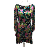 Saloni Felicia Hydrangea Silk Crepe Tiered Dress Womens 6 Floral Party Wedding Hydrangea