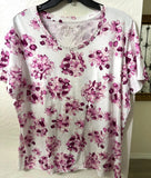 Coral Bay Pink and White Hydrangea Flower Short Sleeve Tee Shirt PXL Hydrangea
