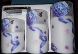 Hydrangea Glass Flameless Candles with Remote Timer Battery Operated LED Flicker Hydrangea