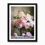 Petals in Bloom: Peony Vase Print A Framed Wall Art Poster Canvas Print Picture Peony
