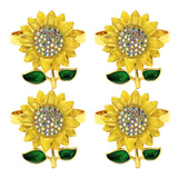 4PCS Napkin Holders Buckle Flower Napkin Holder Sunflower Napkin Holders Sunflower