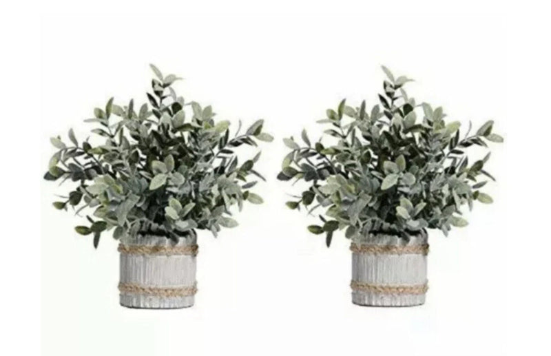 HC STAR 2 Pcs Artificial Plants Small Potted Plastic Fake Plants Green Rosemary Green Plant