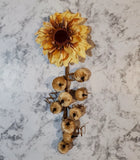Dry Look Harvest Sunflower Artificial Flowers With Pumpkin Stems 22Óin. Decor Sunflower