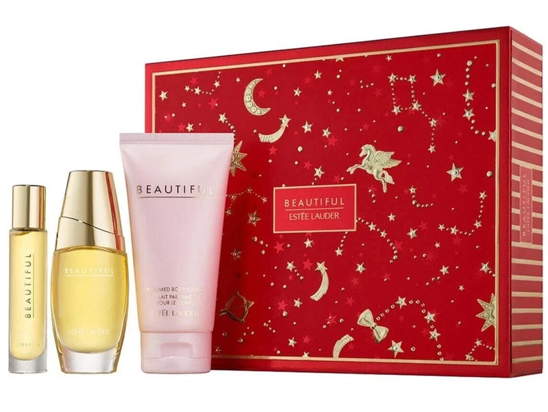 Estee Lauder Beautiful Fragrance 3 Pcs Gift Set Perfume Spray & Body Lotion NIB EDP