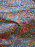Multicolored Floral Paisley Cotton Polyester Fabric 45" X 48" Flowering Plants