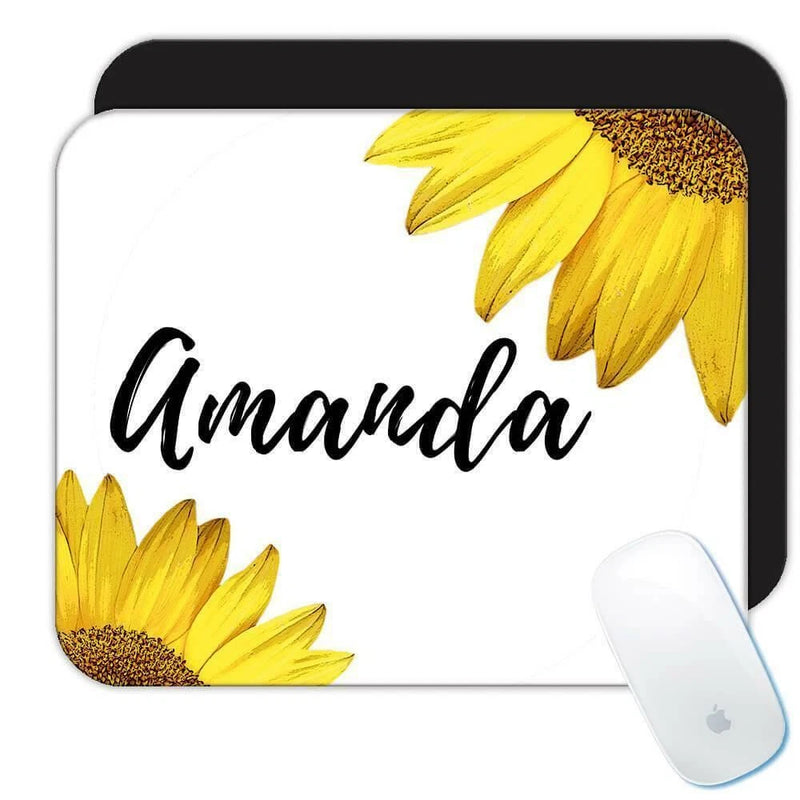 Gift Mousepad : Sunflower Personalized Flower Cute Beautiful Custom Name Women Sunflower