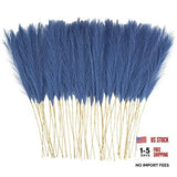 50pcs Faux Pampas Grass, 21.6" Short Artificial Pompous Grass 50 PCS Blue Pampas Grass