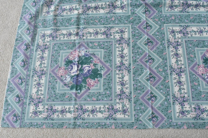 17" x 45", Vintage, Pink Lavender Green Pilllow/Quilt-Blocks Panel/Springs,P8935 Flowering Plants