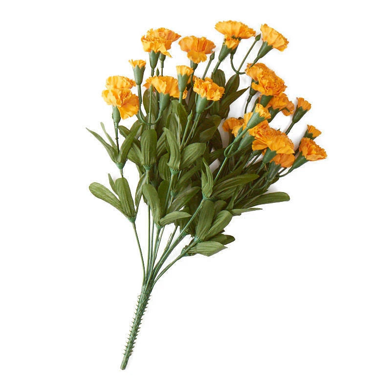 Golden Yellow Poly Silk Carnation Bud Bush Carnation