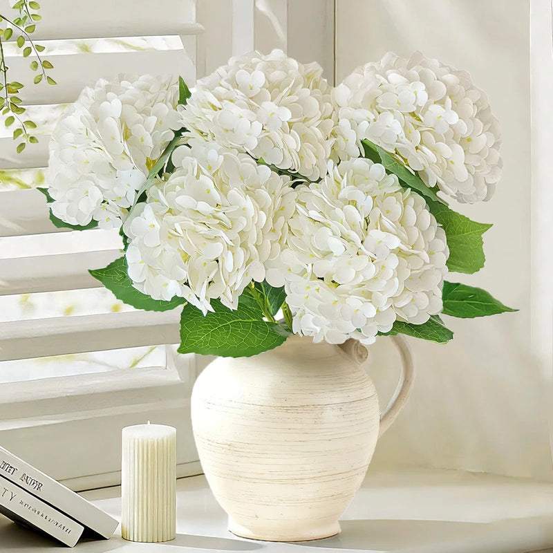 Real Touch White Hydrangea Artificial Flowers with Stems, Fake Silk Flowers f... Hydrangea