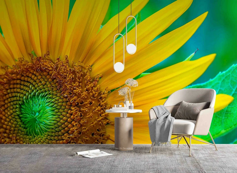 3D Sunflower Flower Leaf Wallpaper Wall Mural Removable Self-adhesive Sticker 5 Sunflower
