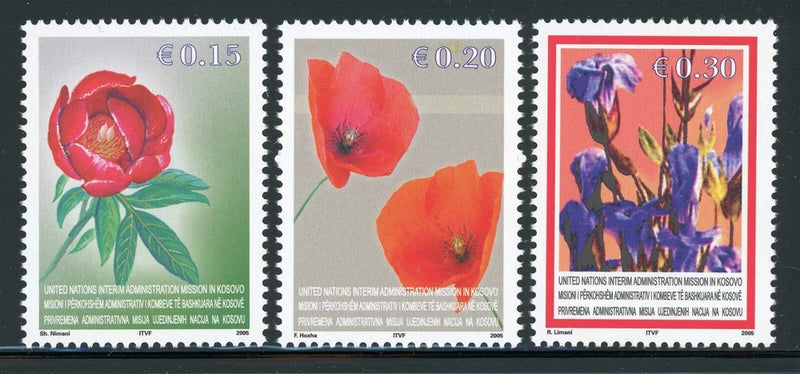 KOSOVO (UN Admin) MNH: Scott #28-30 Flowers FLORA Peony 2005 CV$10+ Peony