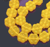 25 Czech Glass Daisy Flower Beads - Milky Golden Yellow 8mm Daisies