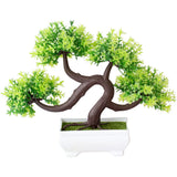 Fake Pine Bonsai 21cm for Flat Lay Wedding Invitation Photo Background Green Plant