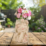 Garden Fairy Flower Pot with Drainage Hole Resin Plant Pot for Patio Balcony Garden Plants