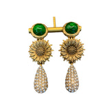 Retro Sunflower Earrings Rhinestone Inlaid Pendant Stud Exquisite Jewelry Gifts Sunflower