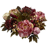 16" ARTIFICIAL SILK LARGE PEONY FALL FLOWER CANDELABRUM CENTERPIECE ARRANGEMENT Peony