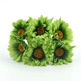 Daisy Artificial Flower Decor Bouquet For Wedding Fake Flower Wreaths Craft 6pcs Green Plant