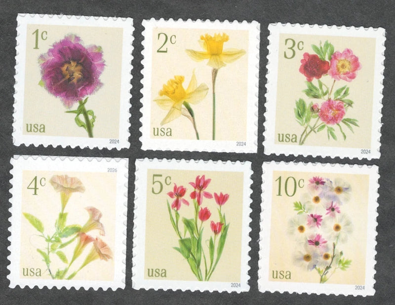 US. 5897-5901 & 6044. 1c-10c. Fringed Tulip...Peonies...Flowers. Set of 6. MNH. Peony