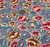 Flowers & Leaves Floating on Blue * Northcott * 100% Cotton Remnant * 8" x 21" Flowering Plants
