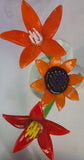 3 Vintage Hand Blown Flowers Lily Sunflower Orange Yellow Red Sunflower