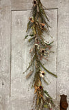 Primitive Farmhouse Rustic TEA STAIN DAISY GARLAND Swag Prairie Grass Flowers Daisies