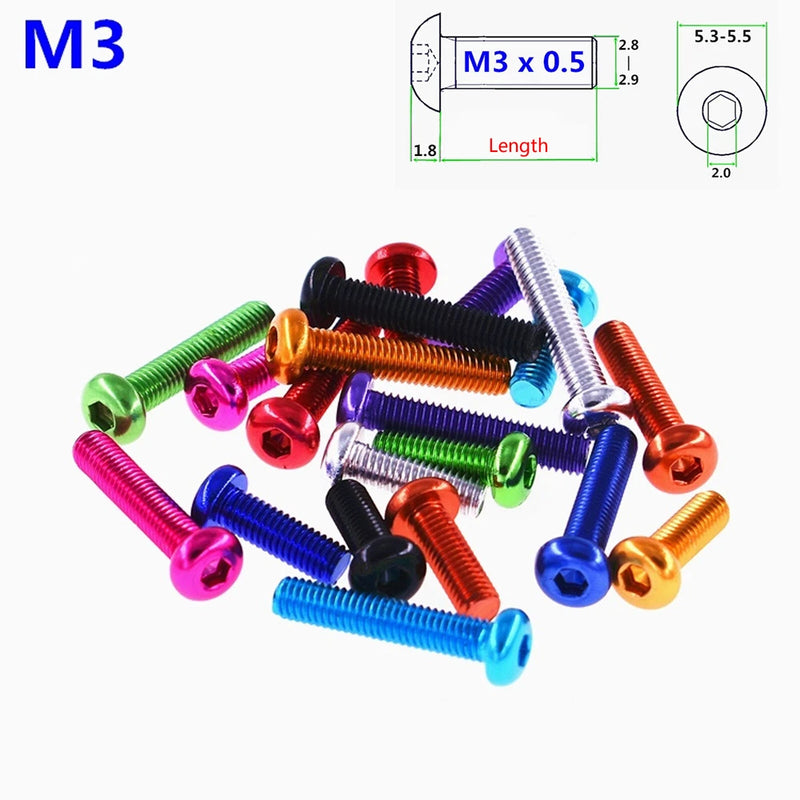 M3 Button Head Allen Hex Screws Aluminum Alloy DIY Computer case Socket Bolts Roses