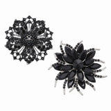 Rhinestone Flower Brooch Pins Set, Sunflower Brooch, Black Sunflower